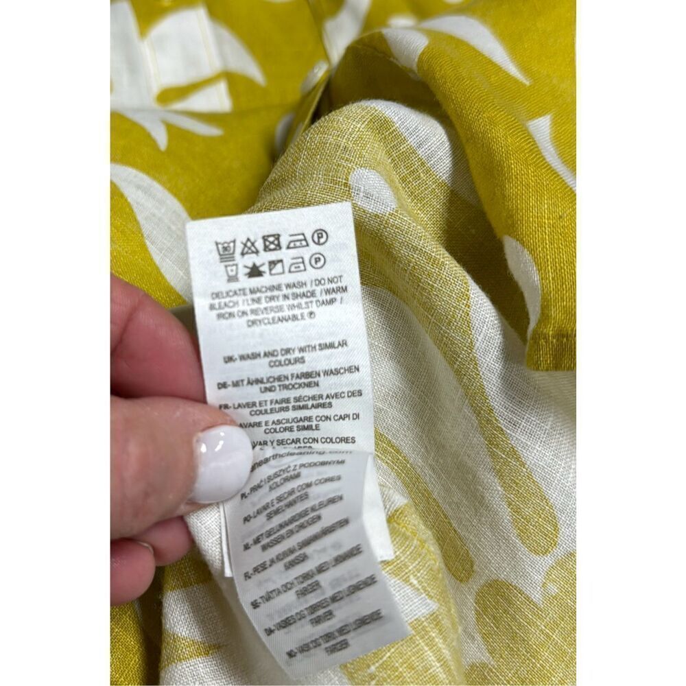 Boden Women’s Mustard Print Linen Long Sleeve Button Down Size 8R - Picture 6 of 6